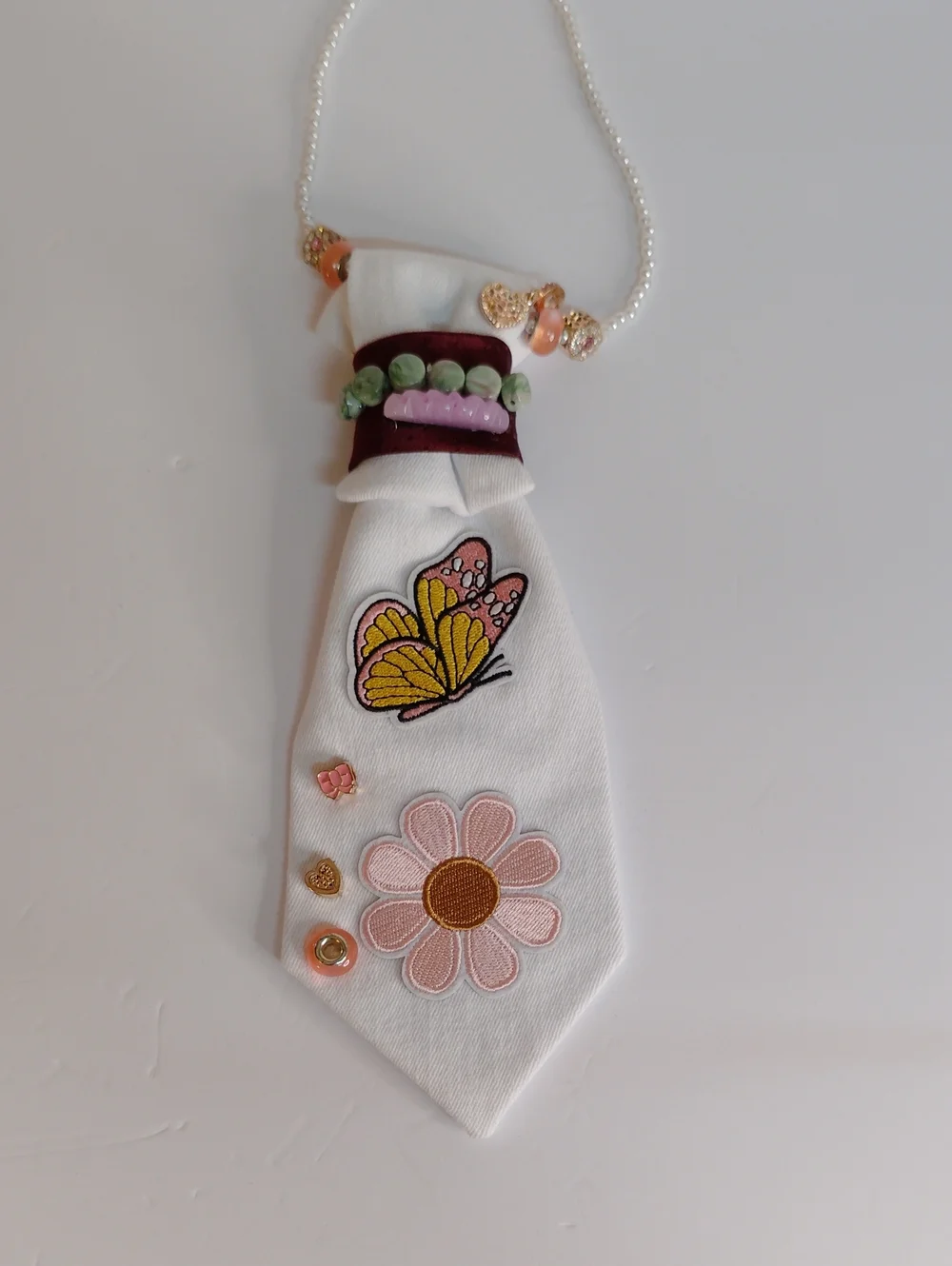 White Denim Necklace Necktie
